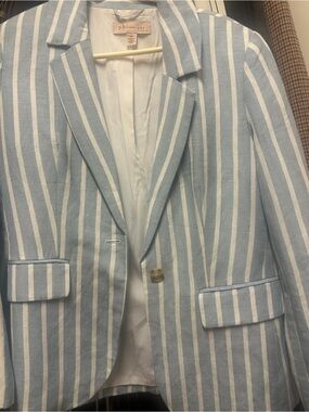 Philosophy Light Blue and White Striped Blazer